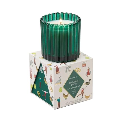 Paddywax Christmas Ribbed Glass Candle - Balsam & Fir