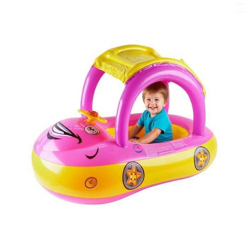 Genérico Flotadores para Bebés En Piscina | Flotador Infantil para Piscina,Juguete De Flotación En Forma De Coche Inflable con Sombrilla para Agua Y Verano