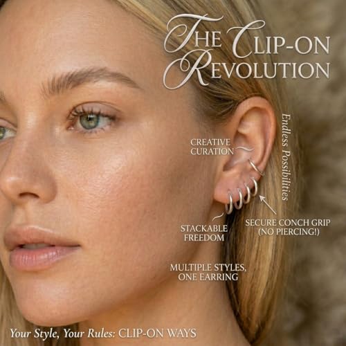 Image of Via Mazzini 11mm Clip-On Non-Pierced Earrings Hoops Fake Earrings /Lip Nose Belly Eyebrow Earrings Body Jewellery For Men & Women (1 Pair)