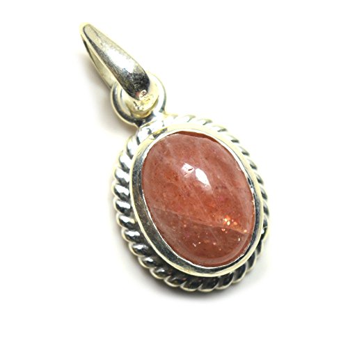 Pendentif pierre de soleil naturelle ovale 4 carats et argent 92.5