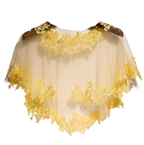 Cape châle en dentelle jaune broderie fleurs maille d'été pour femme