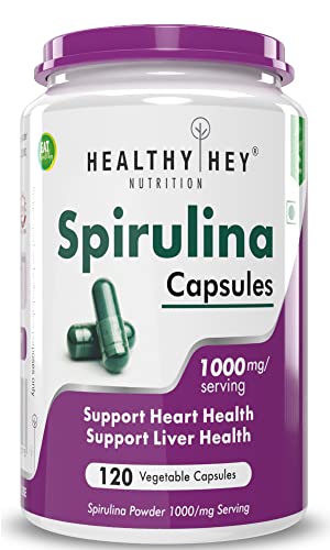 HealthyHey Nutrition Spirulina – 120 Veg Capsules – 1000mg Per Serving HealthyHey Nutrition Spirulina – 120 Veg Capsules – 1000mg Per Serving