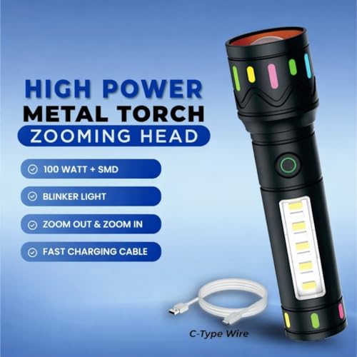 Generic Rechargeable Telescopic LED Torch Light with 6 Lighting Modes - Image 6