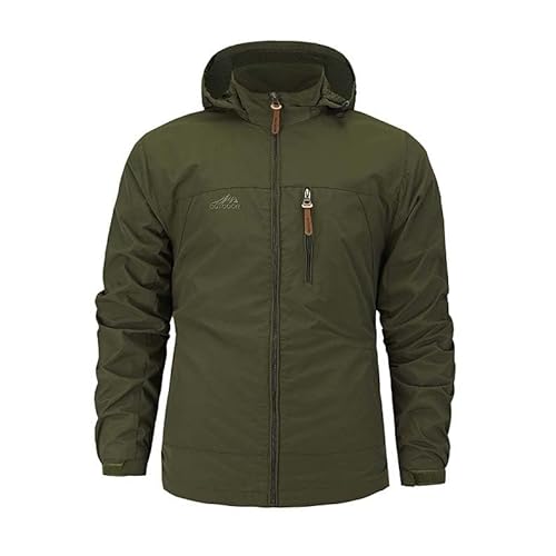 MONOMAD Men's Spring and Autumn Outdoor Hooded Mountaineering Jacket Fashion Versatile Windproof Stormtrooper (X-Large,military green)
