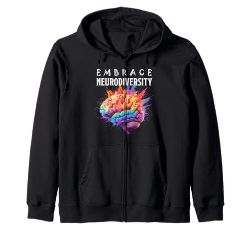 Embrace Neurodiversity, Rainbow Color Brain Neurodivergent Sudadera con Capucha