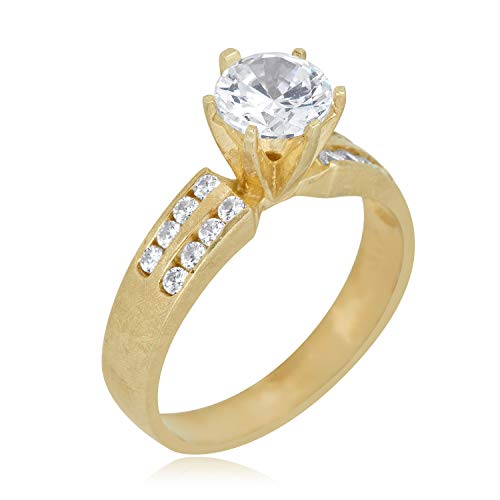 AVORA 10K Yellow Gold 1 Carat Simulated Diamond CZ Anniversary Bridal Engagement Wedding Band Ring