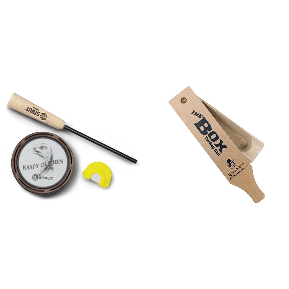 Hunters Specialties Raspy Old Hen Glass Turkey Call and Quaker Boy The Box Turkey Box Call Hunting Combo Kit