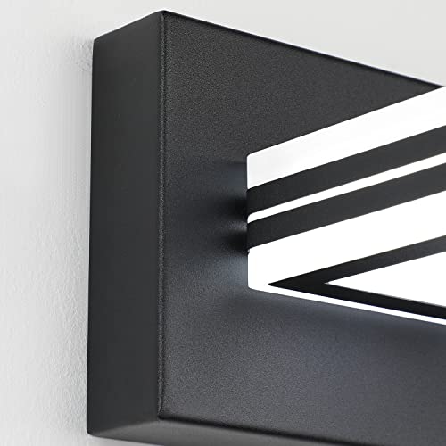 Image of SOLFART LED Bathroom Vanity Light Fixtures: 3 Light Matte Black Modern Acrylic Bathroom Wall Lighting Fixtures Over Mirror Cool White 6000K