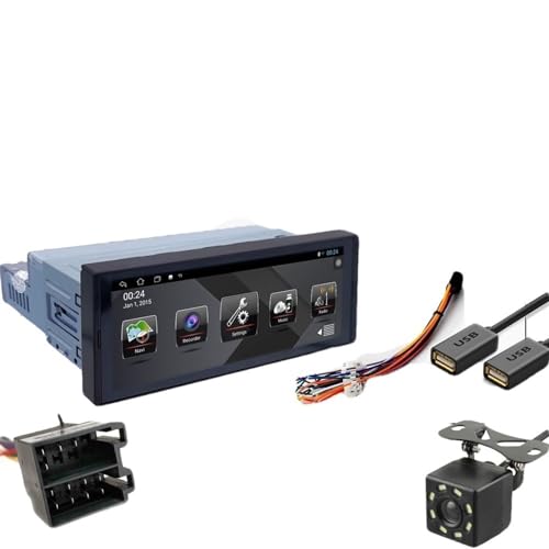 JINFOLI Lettore multimediale Android for auto 1 Din Touch Screen da 6,9 pollici Bluetooth Autoradio Stereo Video GPS WiFi Universale 1din Auto Radio Impianto audio stereo per auto(7069 1G 16G ISO CAM)