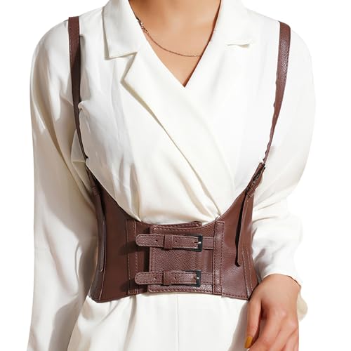 eYLun Women Underbust Corset Belt Faux Leather Wide Elastic Belts Steampunk Strap Waist Corset Belt