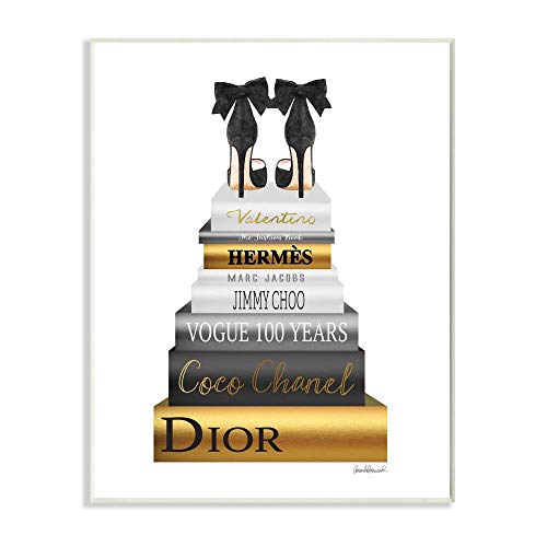 Stupell Industries Fashioner Shoes Bookstack Black Gold Watercolor, Design by Artist Amanda Greenwood Wall Art, 13 x 19, Wood Plaque Stupell Industries Fashioner Shoes Bookstack Black Gold Watercolor, Design by Artist Amanda Greenwood Wall Art, 13 x 19, Wood Plaque