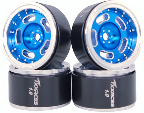Roues RC 1.0 Beadlock jantes alu 1/24 décalées bleu pour AX24 TRX4M SCX24