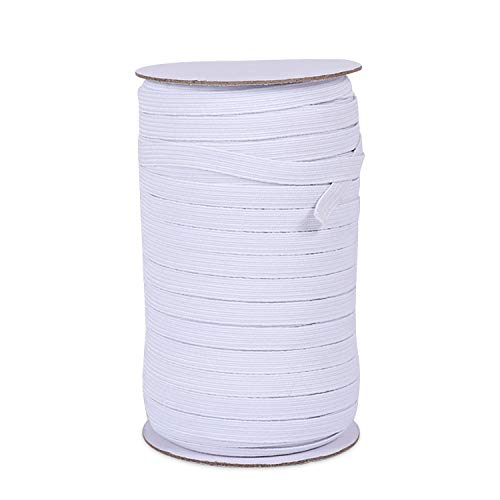 3 mm/180 m Bande élastique tressée, corde élastique avec bobine de haute élasticité pour couture, bricolage,vêtements(Blanc) Cover