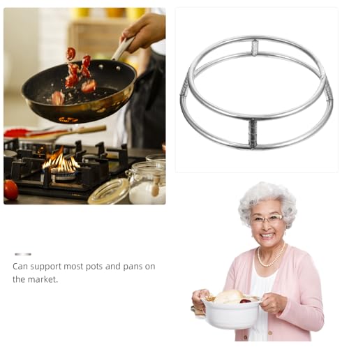 PRETYZOOM Pot Rack Trivets Wok Stove Ring Stove Rack Wok Pan Support Ring Wok Grate Heat-proof Wok Stand Wok Burner Ring Heat-proof Wok Rack Electric Stove Wok Stand Stainless Steel Silver - Image 5