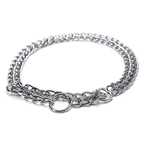 BESPORTBLE Sturdy Metal Chain Double Row for Dogs 2.0mm Silver Plated Pet Necklace Adjustable Length Sturdy Fade-Resistant