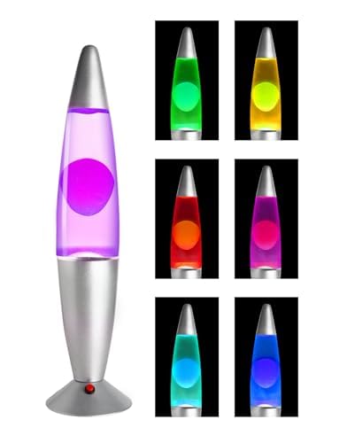YiPinYin 16Inch LED Non-Buble Safe DC Powered Motion Lamp?LED Liquid Motion Lamp with 7 Color Changing Night Lights for Kids Adults, Home Decor, Magma Relaxing Lamp for Gift(Purple/Pink)