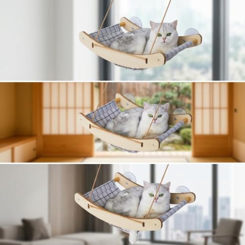 SiaBiced Katzen Fensterliege für Katzen- Gemütliches Katzenbett am Fenster mit Saugnäpfen aus-3