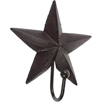 DIYEAH Cast Iron Pentagram Wall Hook Vintage Star Shaped Decorative Coat Hook for Door Behind Heavy Duty Wall Storage