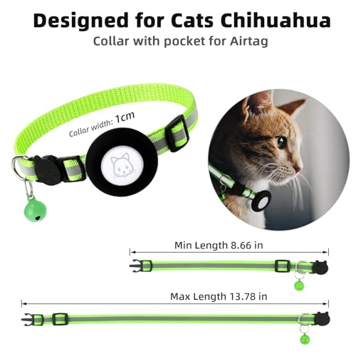 Collar reflectante e impermeable compatible con Apple AirTag para gatos 8