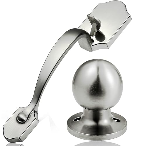Front Door Handle - Front Door Lock Exterior/Interior Front Entry Handleset with Door Knob, Heavy Duty Keyless Entry Door Handle, Brushed Nickel Plating, Reversible Door Lever for Left & Right