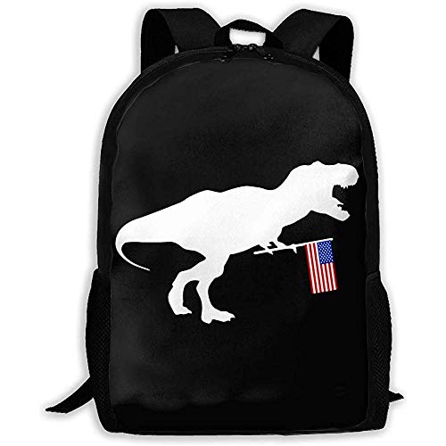 Kimi Shop Mochila Escolar T Rex y American Flag 3D Deportiva para Adultos al Aire Libre