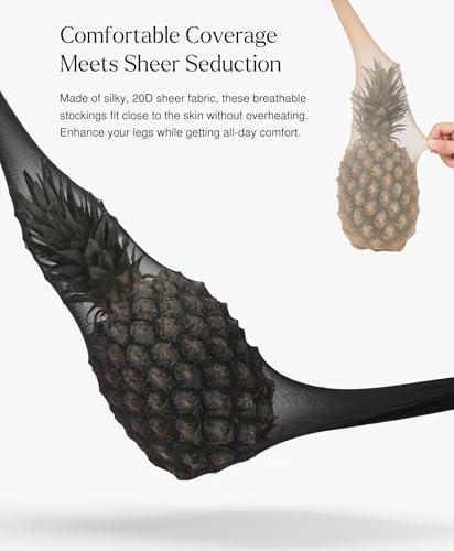 Popilush Thigh High Stockings for Women Silicone Lace Top Stay Up Silk Sheer Pantyhose3