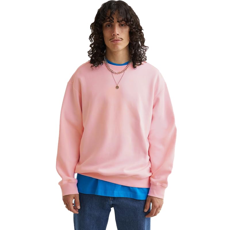 Image of DROBE Cotton Blend Round Neck Solid Sweatshirt for Men