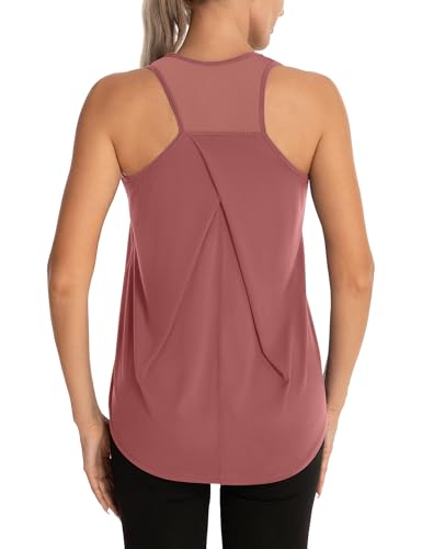 Image of Aeuui Womens Workout Tops for Women Racerback Tank Tops Mesh Yoga Shirts Athletic Running Tank Tops Sleeveless Gym Clothes