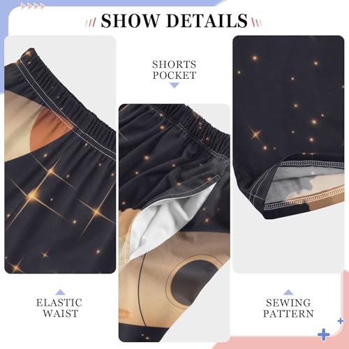 ZZXXB Galaxy Rocket Cloud Boys Long Pants Soft Trousers Elastic Waist Kids Lounge Bottoms with Pockets S-XL4