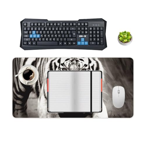 Mouse Pad Protector Blanco y Negro Tigre Grande Impermeable miniatura 4