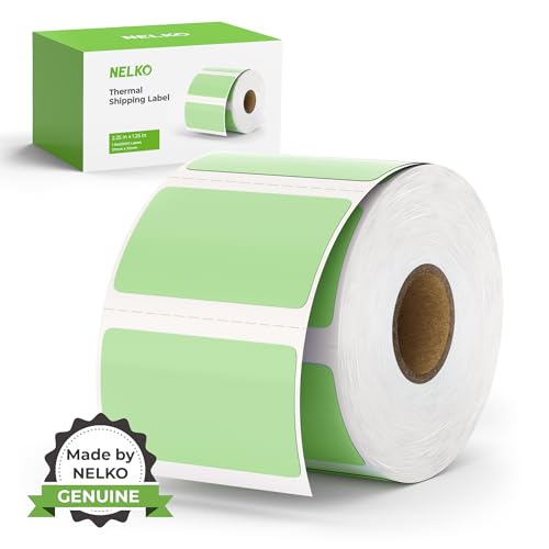 Nelko Genuine 2.25 x 1.25 Direct Thermal Labels, Green Thermal Printer Labels for Thank You Stickers, Self-Adhesive Address Shipping Thermal Label Sti