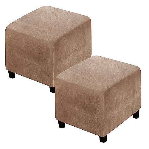 XGANGM Velvet Ottoman Cover Square Small 40x40/45x45/50x50cm Cube Storage Ottoman Slipcover 2 Pieces Footrest Foot Stool Cover Footstool Slipcovers Home Furniture Protector,K,S13~17in