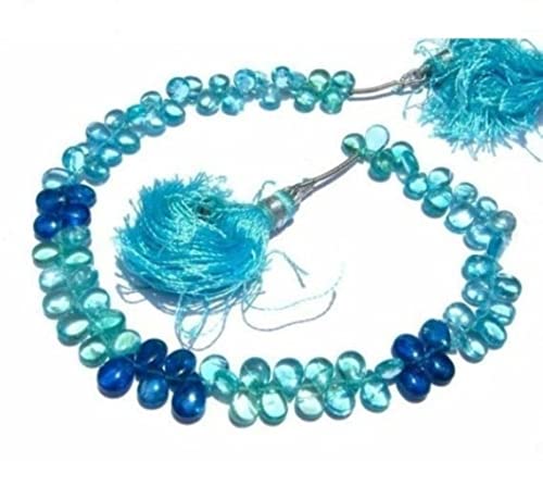 Apatite naturelle en perles poires polies 6x4mm pour création de bijoux