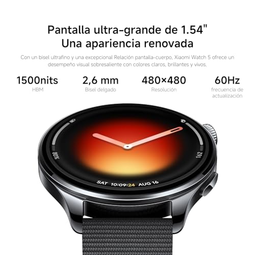 XIAOMI Watch 5 Smartwatch Google Wear OS Android con GPS y pagos NFC verde 6