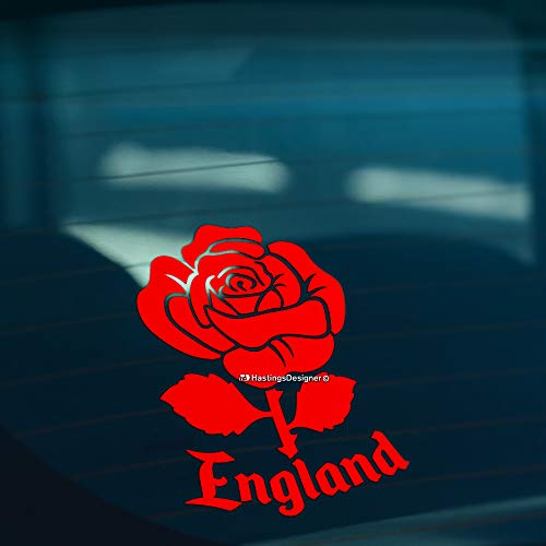 HastingsDesigner ENGLAND ENGLISH ROSE Car,Window,Bumper or Laptop Vinyl Decal Sticker (Red)