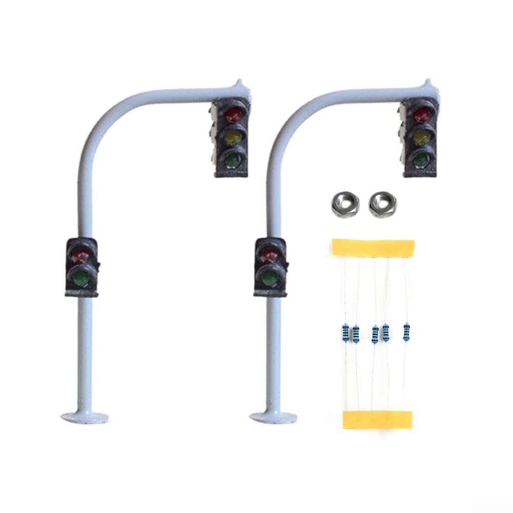 Photo 1 of 2PCS Model Railroad Train Signals, 3-Lights Block Signal HO Scale Green-Yellow-Red Traffic Lights For Train Layout