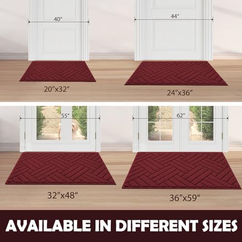 Door Mat Indoor Doormat, Entryway Rug Door Mats Non-Slip Rubber Backing,Heavy Duty Low-Profile Entrance Rugs, Absorbent Resist Dirt Doormats Floor Door mat for Entryway,Red 36"x59"