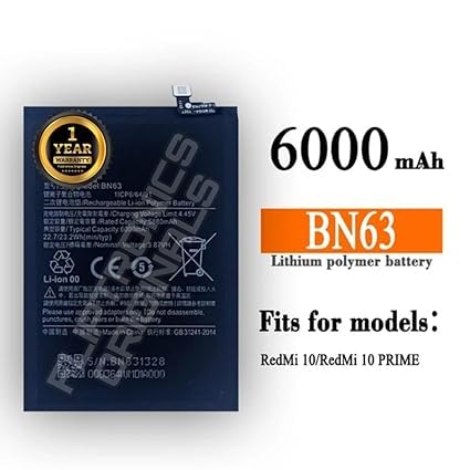 Image of BN63 Battery for Redmi 10 and 10 Prime 21061119AG, 21061119BI, 21061119DG, 21061119AL Battery with 1 Year Warranty**** (Z16)