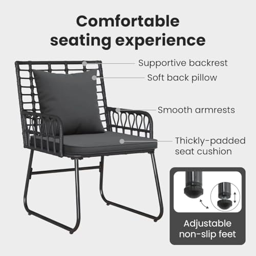 Chaises contemporaines de jardin noir pour espace extérieur