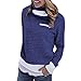 Produktbild Elsta Damen Strickpullover Sweatshirt Pullover Oberteile Bluse Mode Winter Reißverschluss Bluse Hemden Langarmshirt Rundhals Winterpullover Basic Shirts Elegant Casual Haushemd(Blau,S(EU XS))