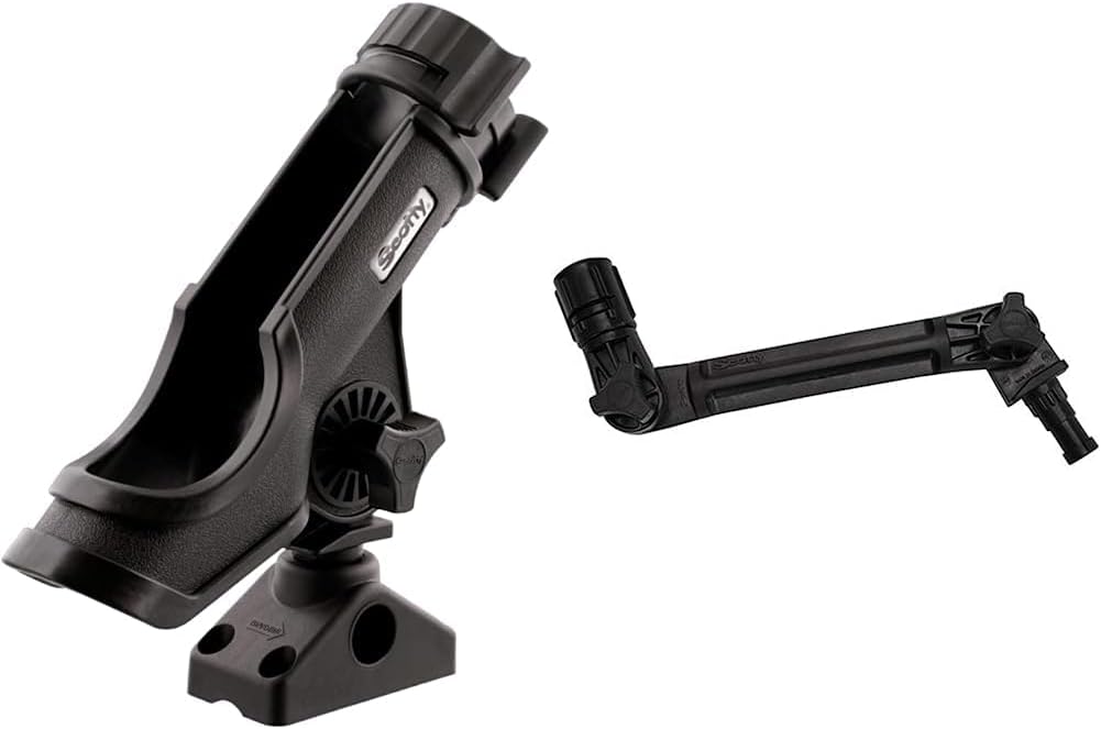 Scotty Powerlock Black Rod Holder Bundle with Extended Gear Head Adapter