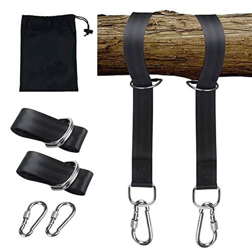 ブランコ ハンモック固定用ベルト カラビナつき ブランコ ベルト ロープ 2本セット ブランコ ストラップ 天井 庭 木 公園 室内 室外 ブランコ吊り下げ 耐荷重200kg 安全 耐摩耗 滑り止め 簡単設置 スプリング 専用収納バッグ付き キャンプ アウ
