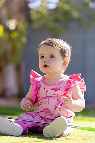 Image of MONICA + ANDY Double Ruffle Romper, 100% Organic Baby Clothes for Girls, Baby Onesie, Newborn, Infant & Toddler Sizes