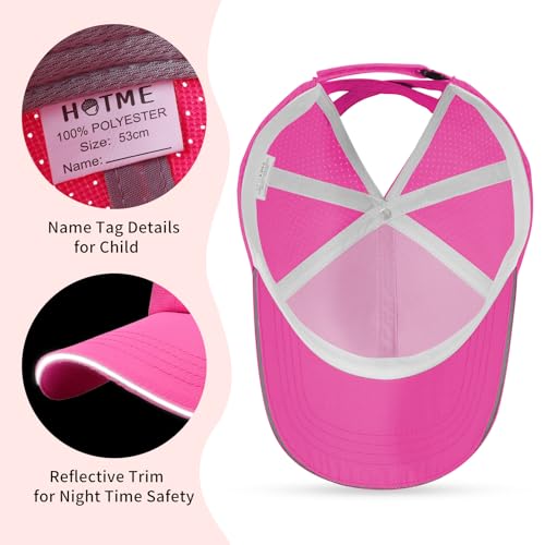 Little Girls Criss Cross Ponytail Hat Toddler Reflective Baseball Cap Kids Quick Dry Summer Sports Hats Age 3-84