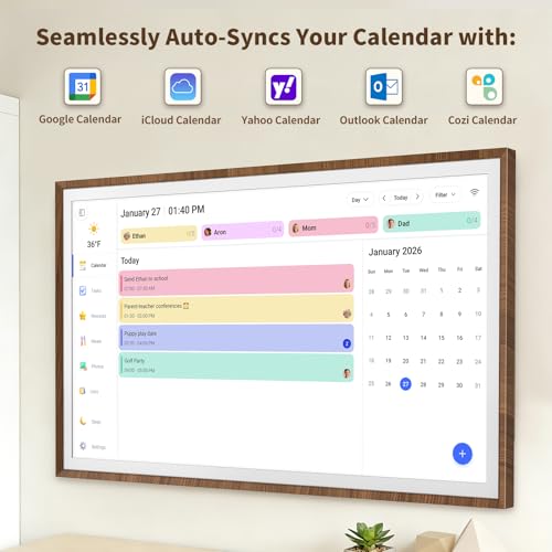 Image of 32 Inch Digital Calendar Chore Chart with Touchscreen - Full HD Interactive Display, Wall & Desk Mountable Family Planner, to-Do List & Meal Planner, Digital Picture Frame Gifts for Women Mom