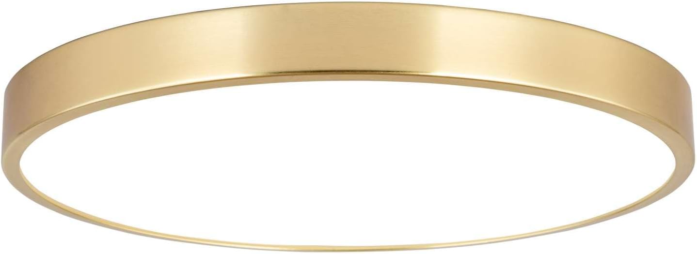 SOTTAE 12 Inch Brushed Gold Metal Flush Mount LED Ceiling Light, 3000-5000K 20W Thin Round Modern Low Profile Ceiling Light Fixtures for Bedroom, Living Room, Kitchen, Entryway, Bathroom