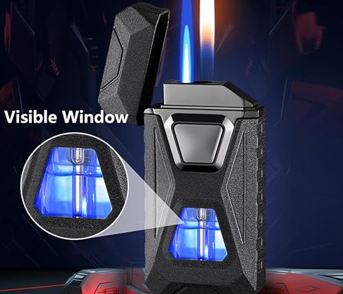Encendedor de butano elegante con doble llama y ventana visual de gas 5