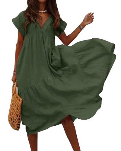 Robe de plage ample col en V pour rester fraîche et élégante sous la chaleur