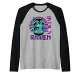 Anime Ramen Raccoon Japanese Noodles Aesthetic Kawaii Raglan Baseball Tee