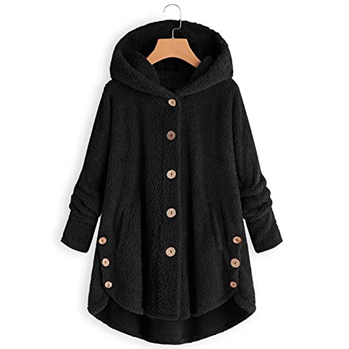 Womens Sherpa Jacket 2022 Casual Long Sleeve Fleece Coats Lightweight Fuzzy Cardigan Outerwear Plush Tops Plus Size Relaxed Fit Fluffy Overcoat With Pockets(J Black,X-Large) #TOP9
